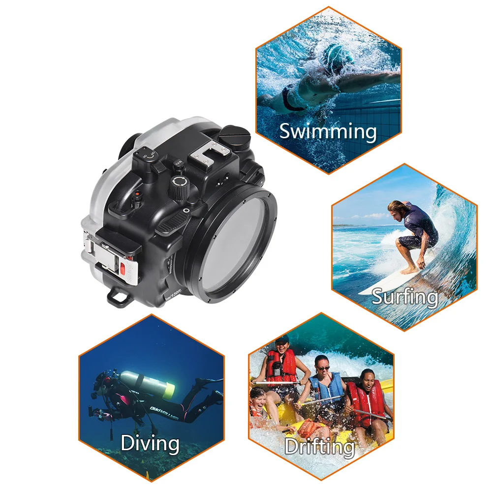 Seafrogs waterproof housing For Canon EOS M50 18-55mm/22mm Camera Waterproof Housing Case 40m 130ft Underwater Photography