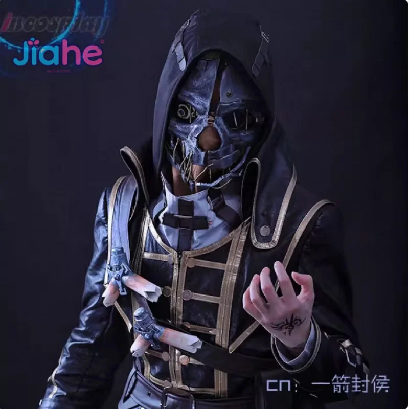 Dishonored Corvo Attano Cosplay Chief Royal Guard زي معطف قبعة السراويل حزام الخصر حقيبة الدعامة مجموعة هالوين رجل وسيم موحد