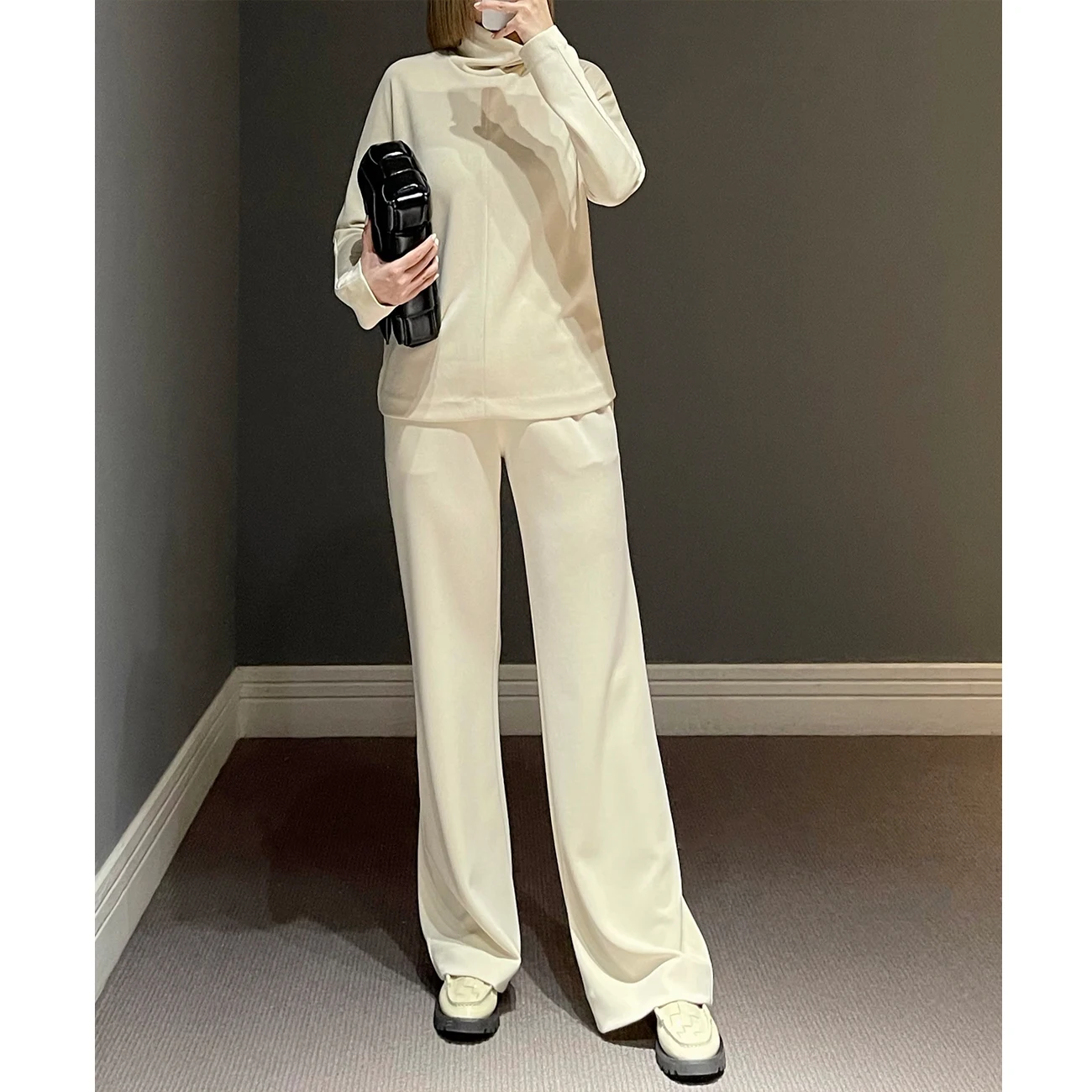 

Классическая женская футболка Annmon из дышащей ткани с высоким воротом, однотонная, для повседневной носки, с длинным рукавом, стандартной длины