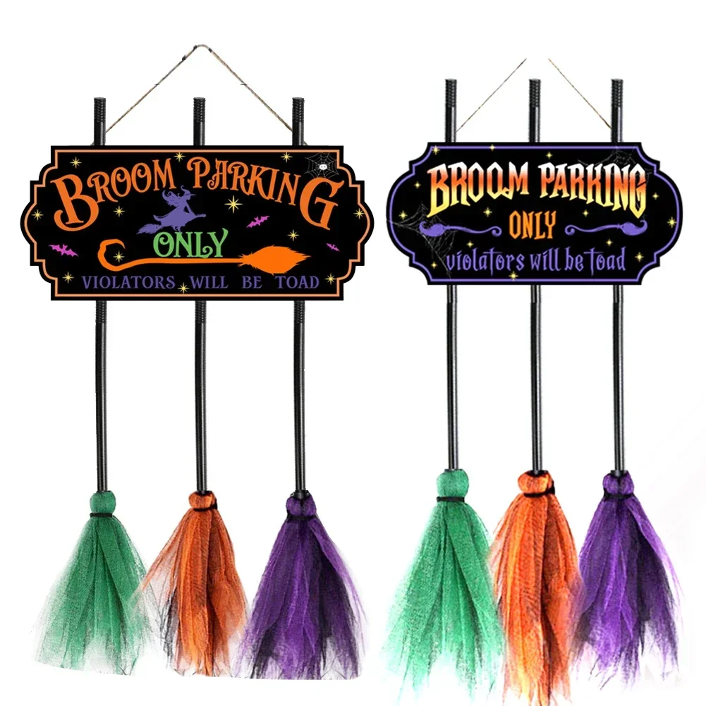 A Magical Touch To Your Festivities Includes An Eye Catching Wood Built Display & Three Adorable Witches'Brooms