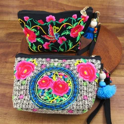 2 Pcs Cosmetic Vintage Hmong Thai Indian Embroidered Bag Fashionable Clutch Purse, Boho Hippie Ethnic Handbags SYS-2016