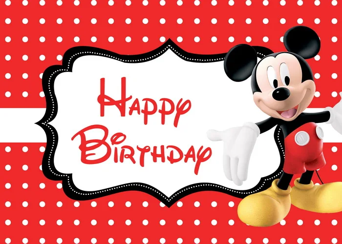 125/150cm Disney Mickey Minnie Mouse Cartoon Theme Kids Happy Birthday Background Baby Shower Boy or Girl Photography Banner