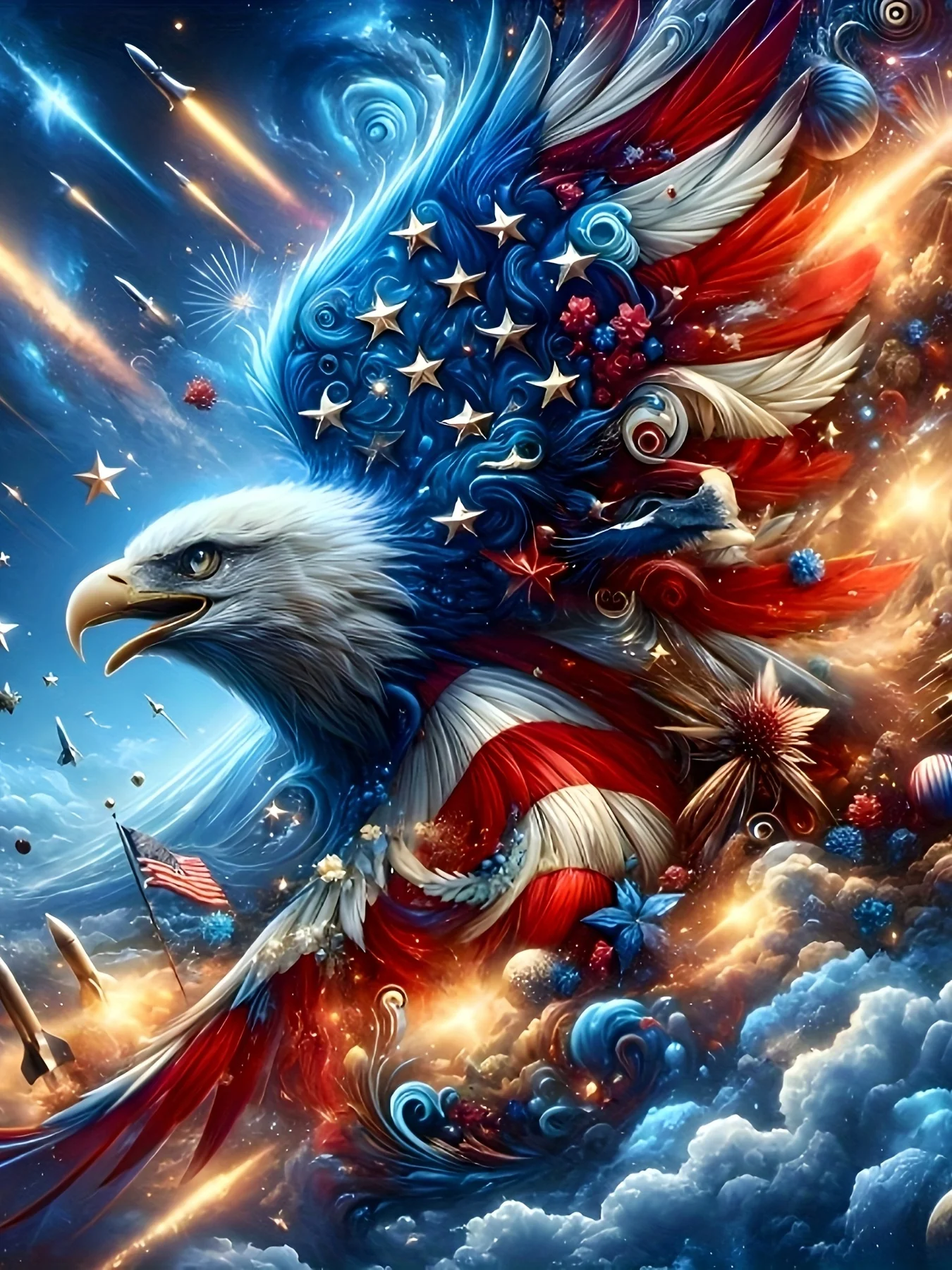 سويت شيرت بغطاء للرأس بأكمام طويلة للرجال من Street Sport Style، بلوفر فضفاض بطباعة رسومات النسر العصرية مع جيوب