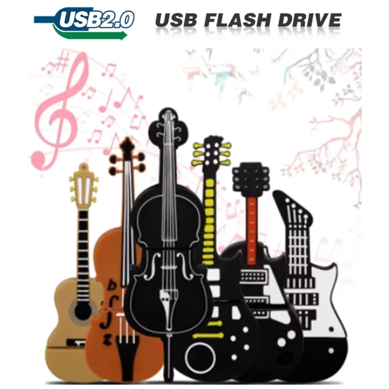 32gb Hot sale Music Model USB flash drive Guitar Pen drive Violin Pendrive Cello Memory stick Beth U disk Free key chain 16G 64G