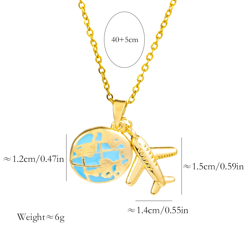 New Fly Global Pendant Necklaces For Women Light Luxury 18K Gold Plated Stainless Steel Neck Chain Jewelry Female Party Gift