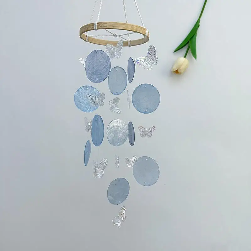 New Creative Hanging Moon Wind Chimes Natural Shells With Crisp Ringtones Dream Catchers Home Decoration Circle Shells Pendant