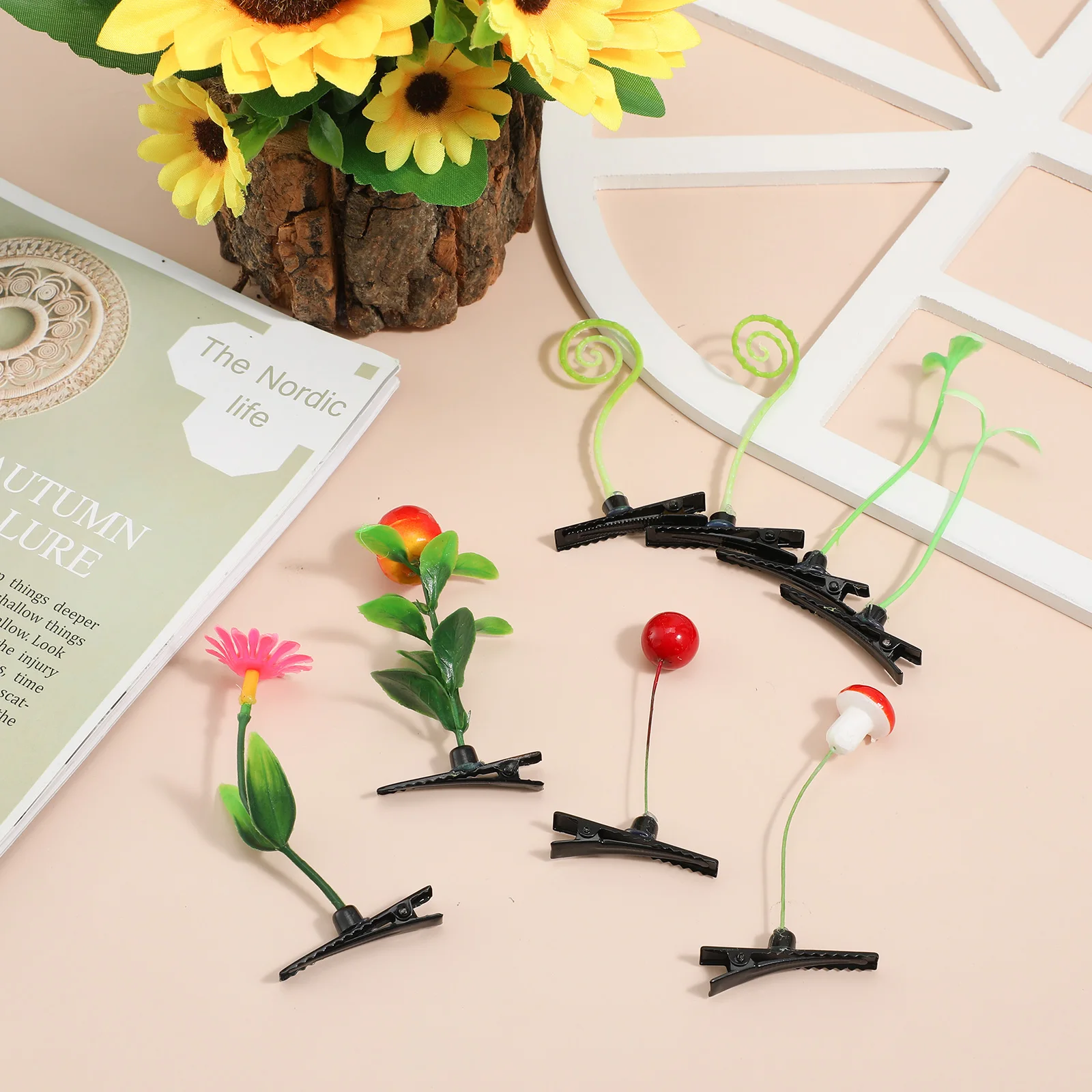 

28 Pcs Simulation Plant Hair Clip Lovely Plants Barrettes Snap Pins Girls Kids Women Iron Cute Accessories Thick Hair Styling
