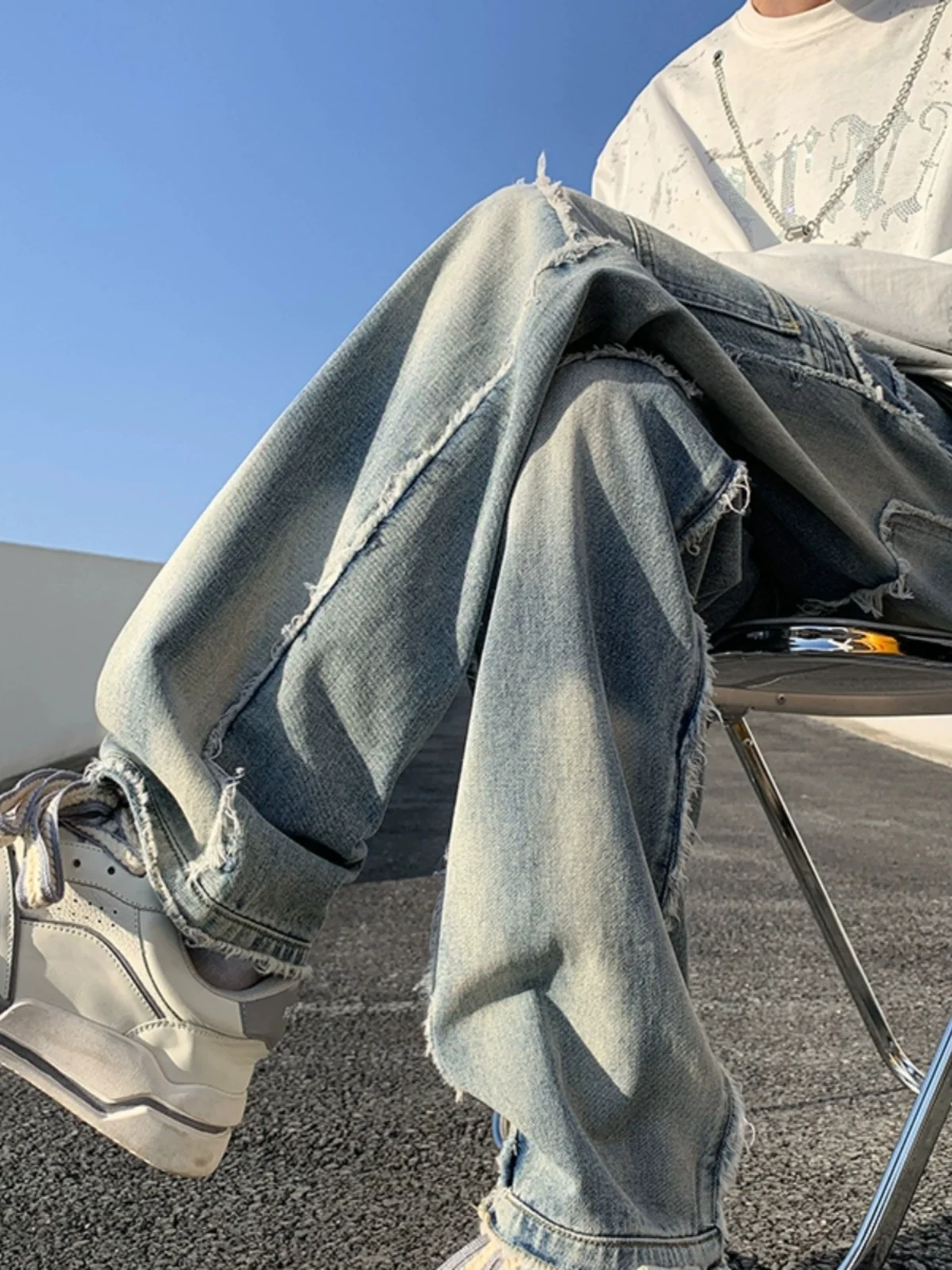 

Мужская рабочая одежда в американском стиле ретро, джинсы, летние прямые длинные брюки, модные брендовые износостойкие микроэластичные брюки High Street