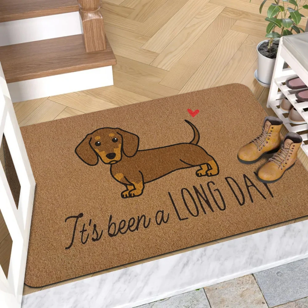 Assorted Cute Dog Graphic Print Welcome Doormat Floor Rug Front Porch Indoor Foyer Balcony Entry Non‑Slip Decorative Floor Rug