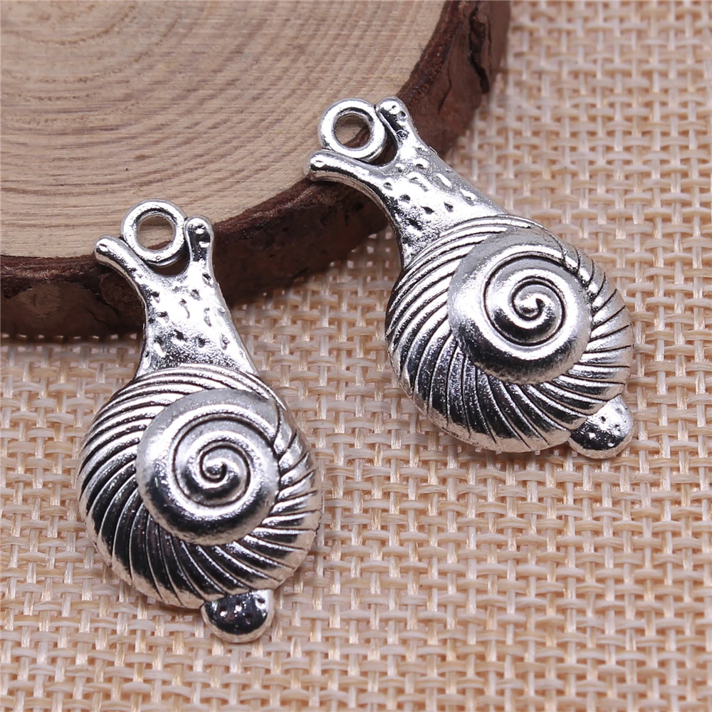 WYSIWYG 10pcs 32x17mm Antique Silver Color Snails Charms Pendant For Jewelry Making DIY Jewelry Findings