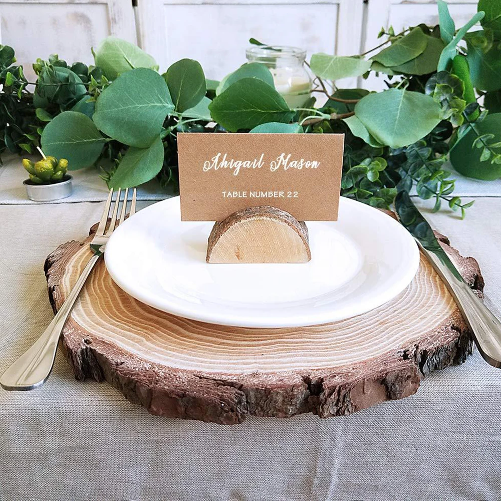 10/20 Set Rustic Wooden Place Card Holder Kraft Table Name Place Card Table Number Holder Photo Holder Stand Photo Clip Wedding