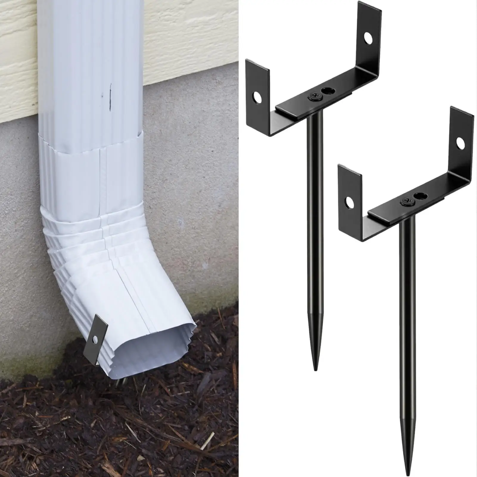 側溝縦樋ブラケット 2 個縦樋ステーク調整可能な防錆スタンド庭排水デッキ洪水防止パティオ用