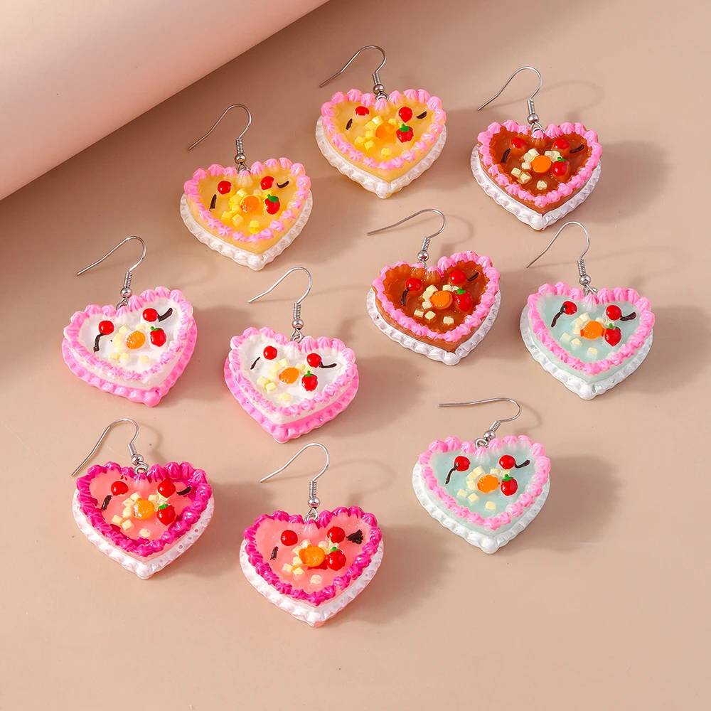 Aihua New In Cute Resin Funny Food Earrings Sweet Simulation Birthday Cake Ice Cream Earrings Girl Kids Jewelry Gifts