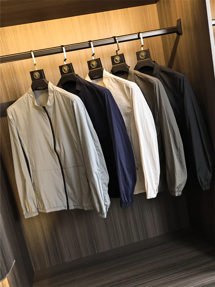 

Уличное мужское летнее прохладное легкое однотонное пальто-манто с воротником-стойкой, тонкое, как модное, Urban Sle Long Sve