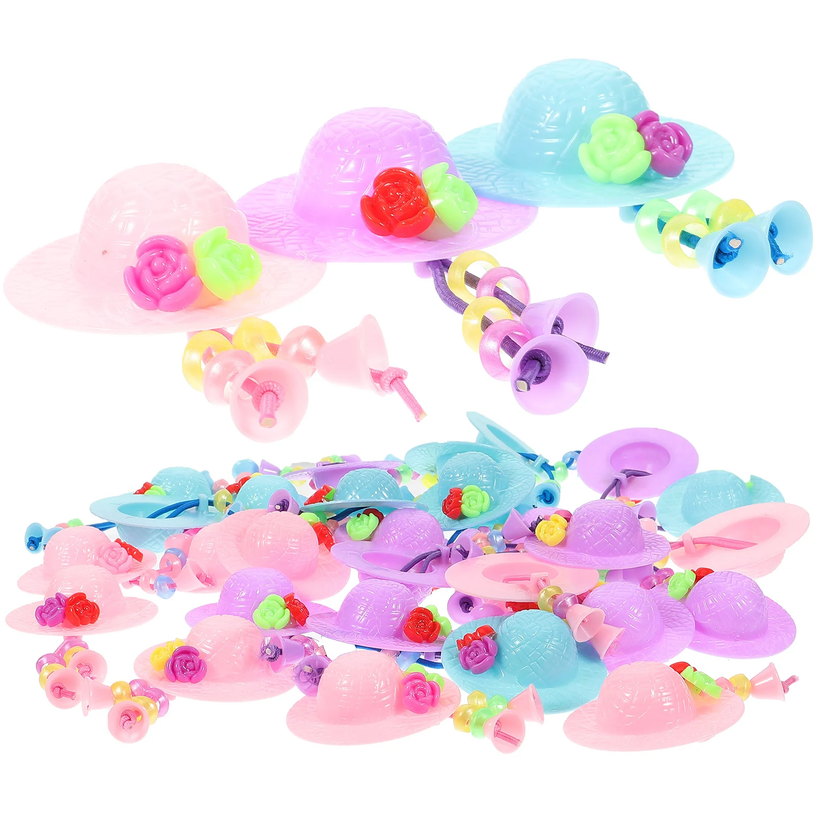 30 pièces Mini gâteau décor fille artisanat fournitures en plastique faux chapeau pour Mini maison ornement bricolage breloques enfants semblant jouer ensemble petit chapeau
