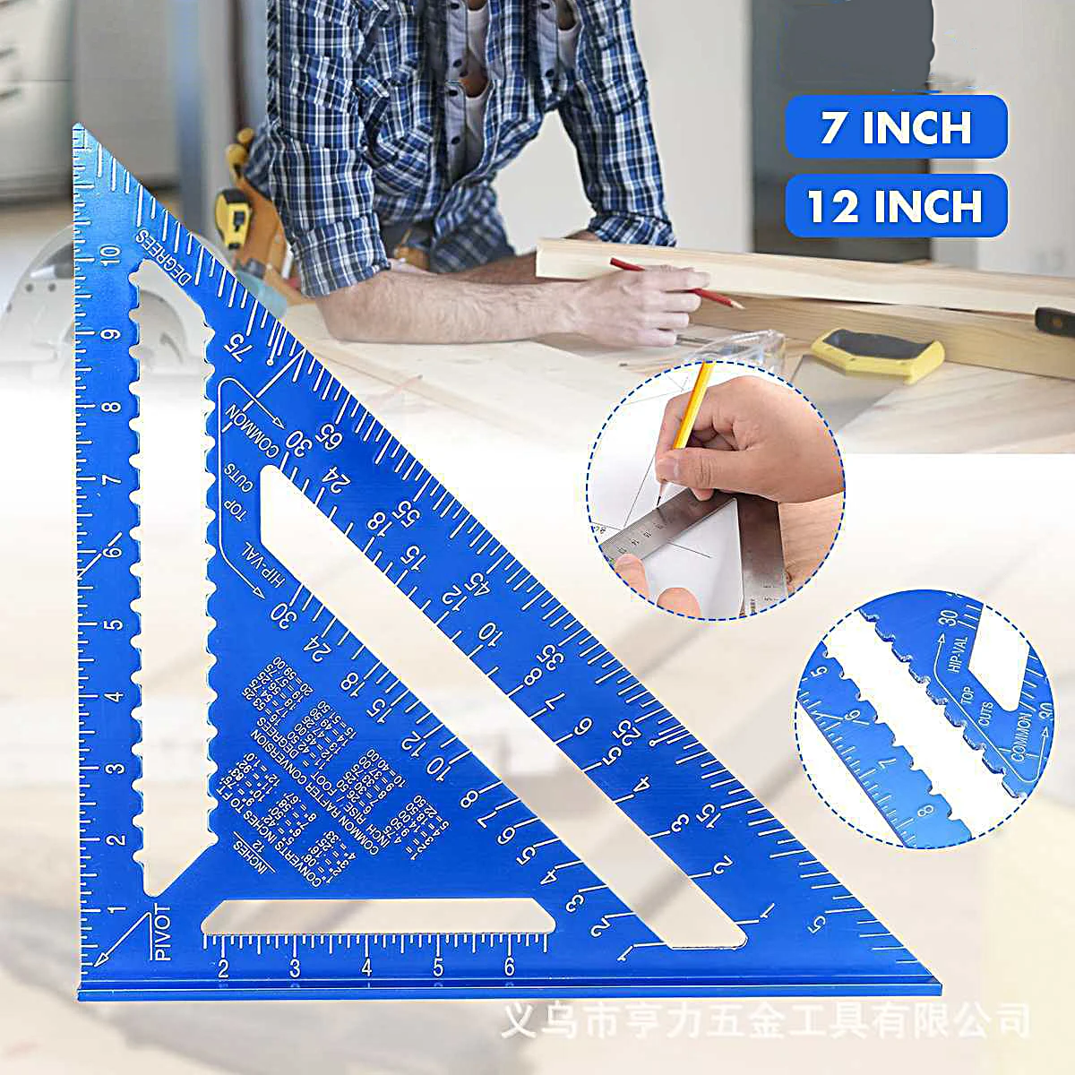 Imagem -06 - Carpintaria Aluminum Alloy Triangle Gauges Ferramentas de Medição Marcador de Alta Precisão Régua de Ângulo Métrica e Imperial