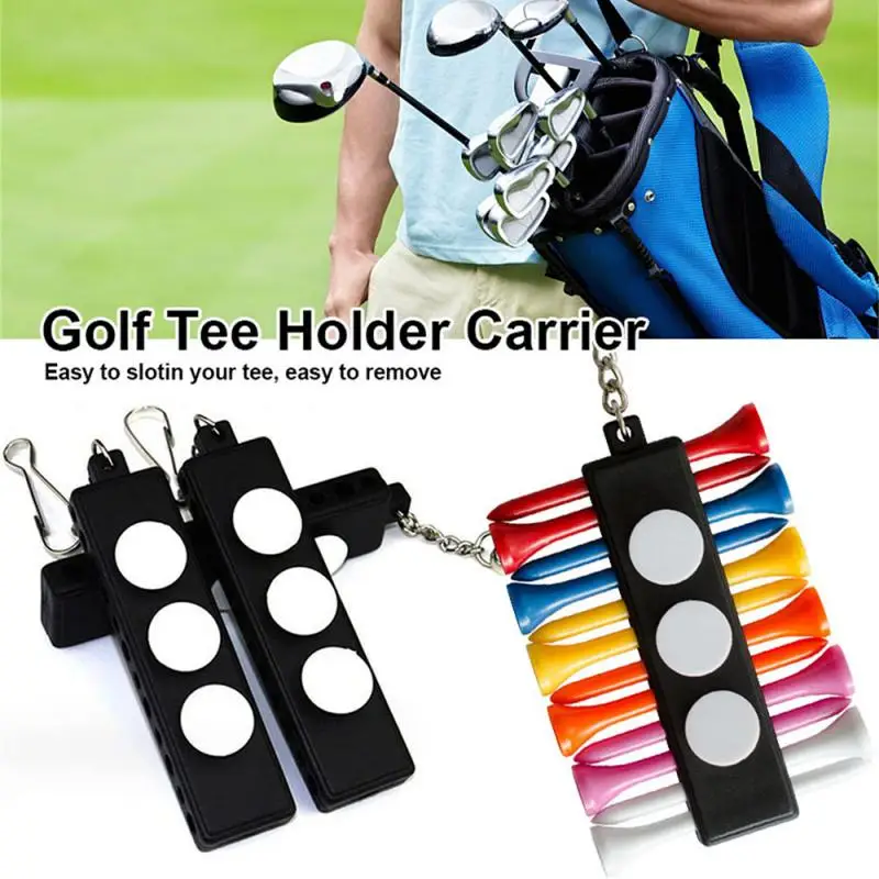 1 Set Portable Plastic Golf Tee Holder Carrier With 12 Golf Tees And 3 Plastic Ball Markers with Keychain Golf Accessories