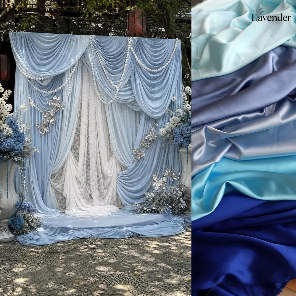 Pearlescent Satin Fabric Silky Smooth Satin for DIY Wedding Drapery Stage Backdrop Decor