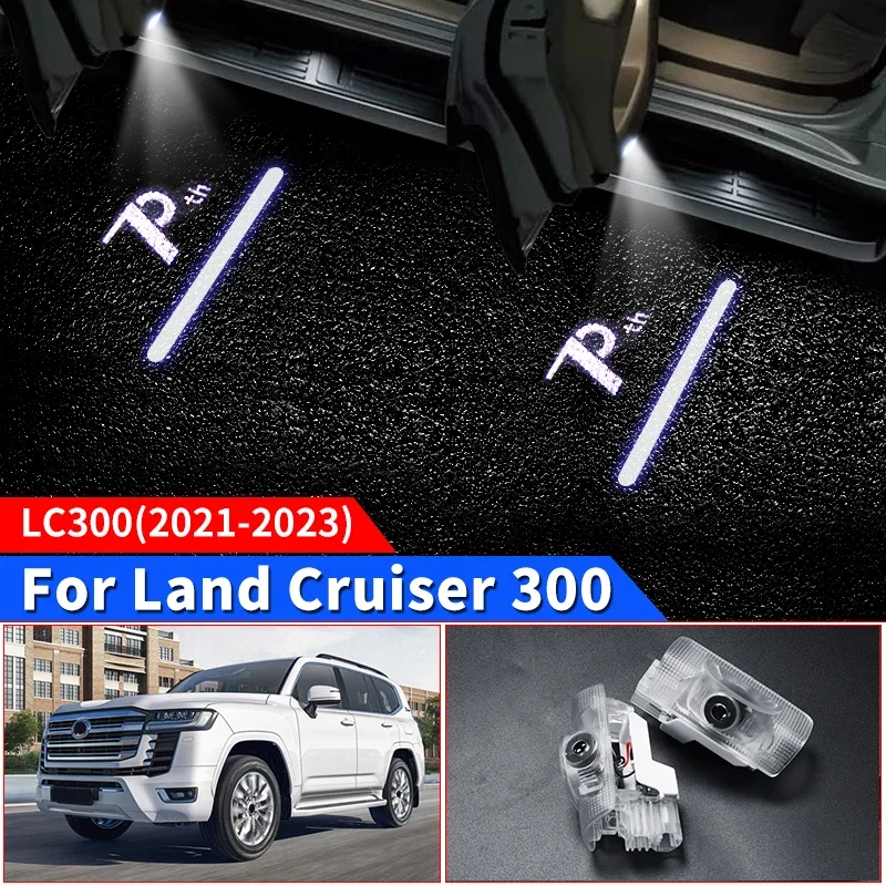 

For Toyota Land Cruiser 300 Lc300 2021 2022 70Th Anniversary Logo Projection Lamp Car Door Decoration Pedal Light Accessories