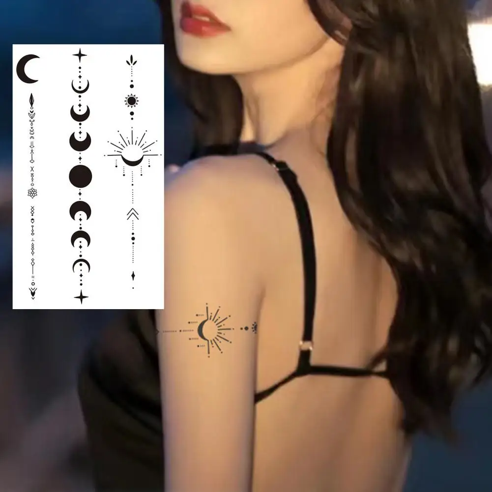 กาวสักกันน้ํารูปแบบดวงจันทร์รอยสักชั่วคราวด้วยพืชกาวติดทนนาน Body Art รอยสักปลอมสําหรับ Easy