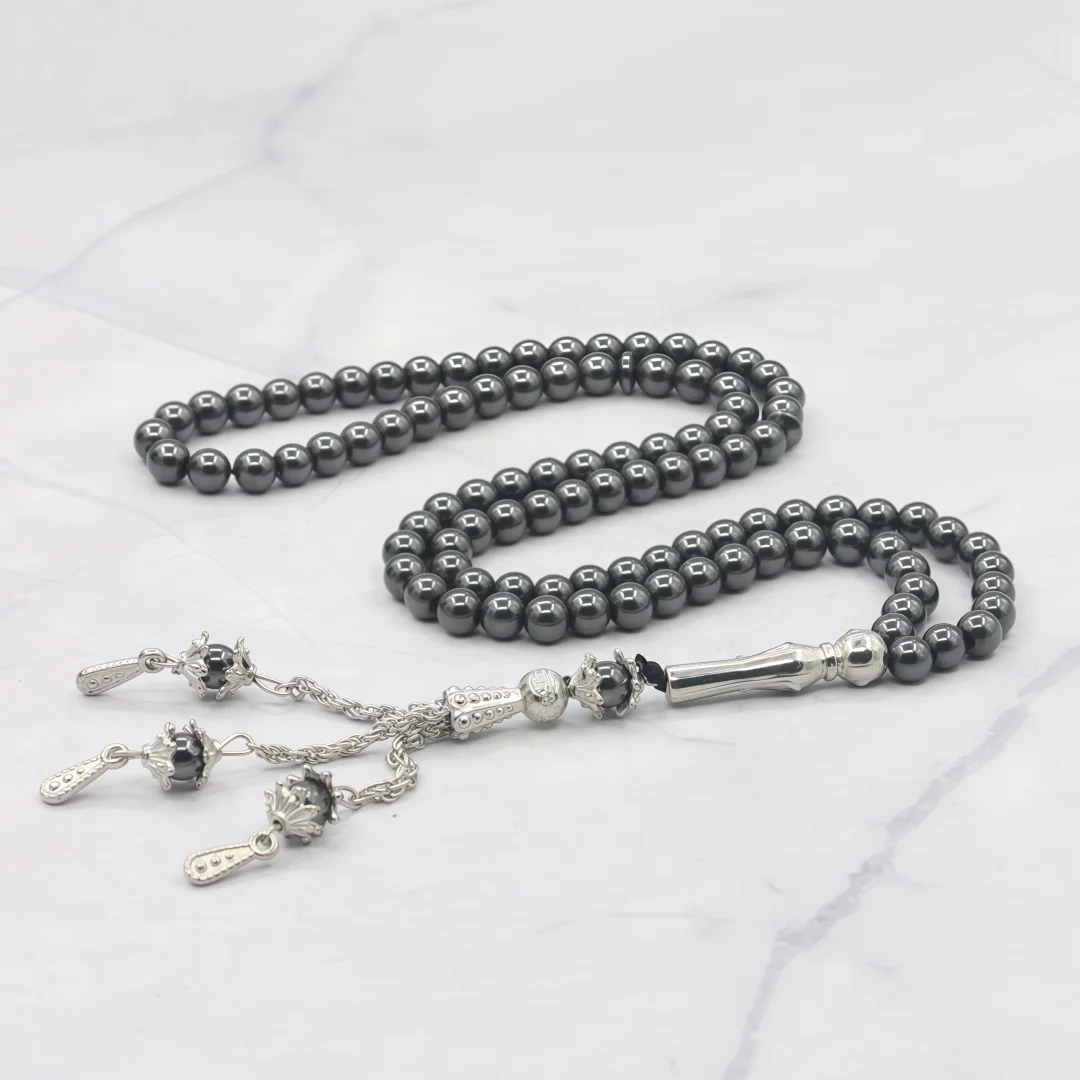 Hematite 8‑mm 99‑bead mala bracelet, dual‑use for multi‑loop wearing, recitation counting, hand‑rolling and decoration