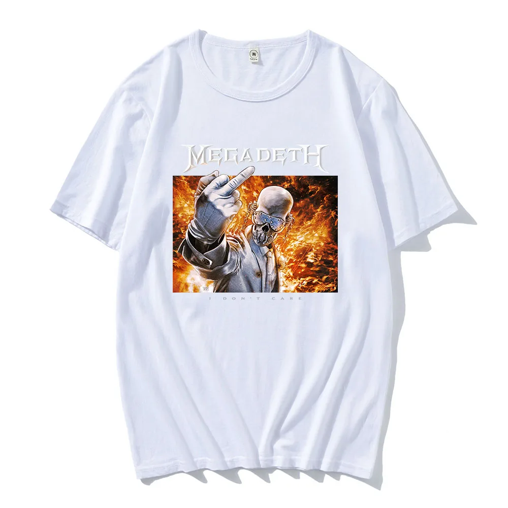 Megadeth I Don't Care Graphic Merch Tees O-neck Summer Short Sleeve Loose T-shirt Unisex Streetwear Hip Hop Heavy Mental Tshirts
