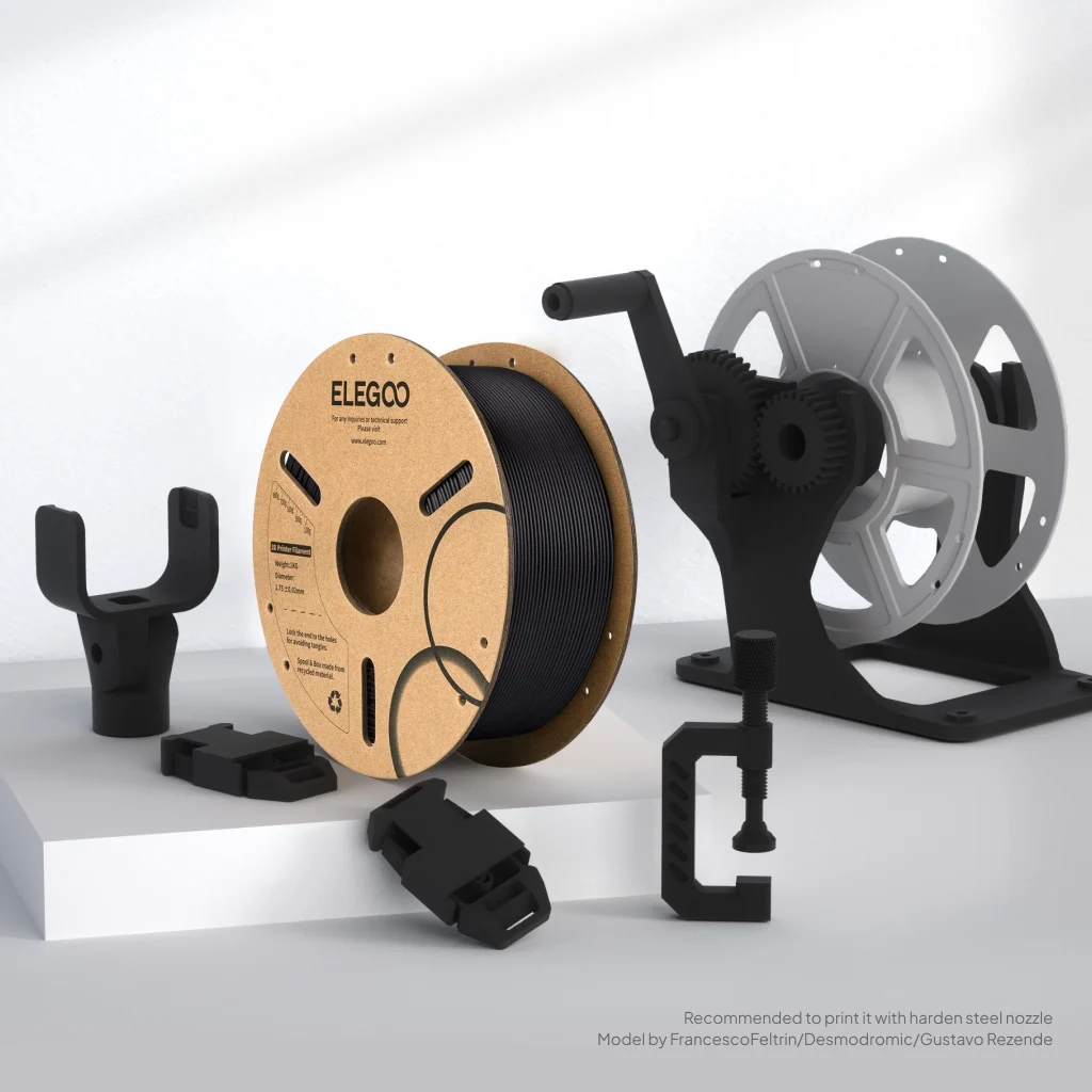 ELEGOO PLA-CF 3D Printing Filament Precise 1.75mm Diameter 1kg High Temperature Resistant Carbon Fiber Material for Most Printer