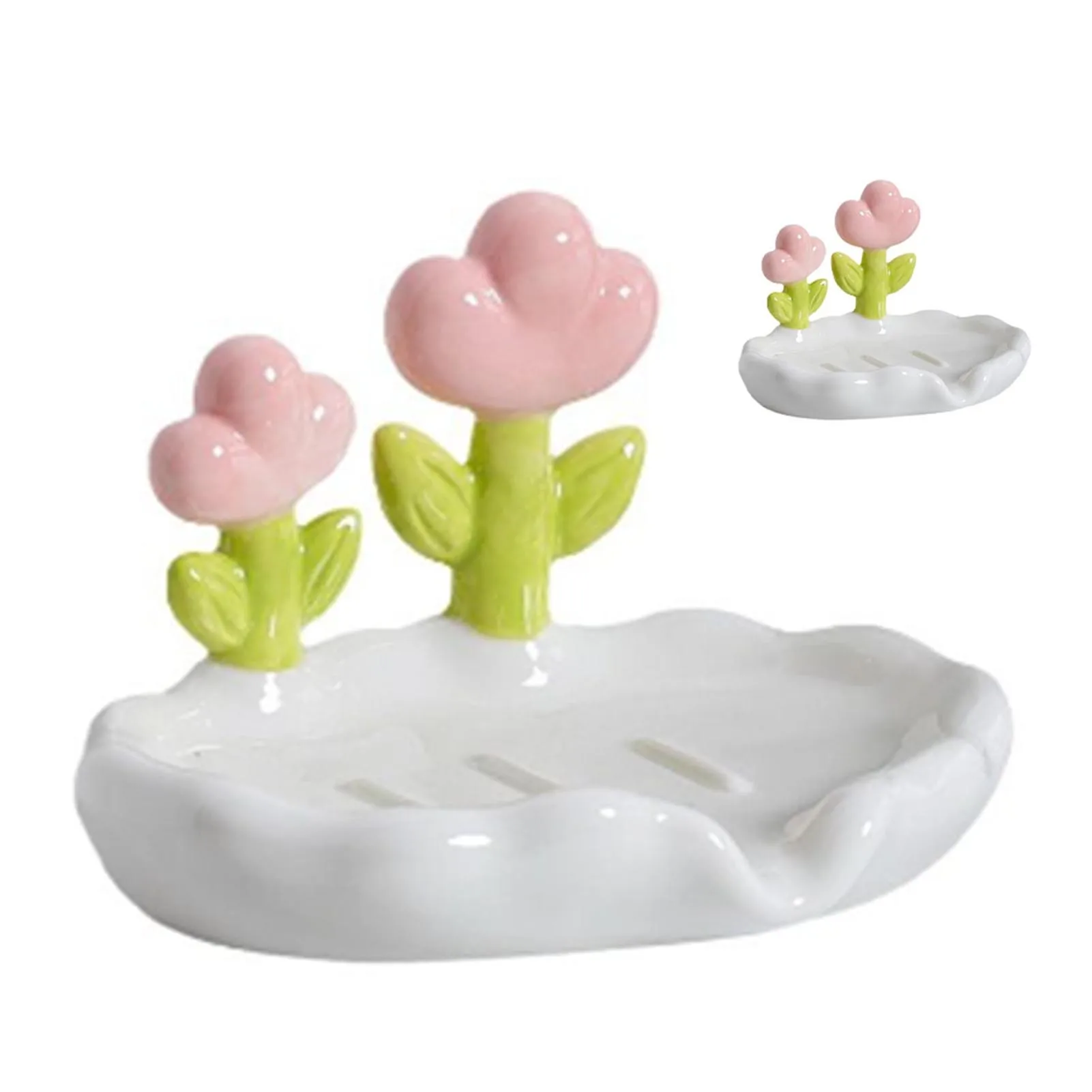 Creative Cute Flower PP Soap Box Household Soap Drain Washing Holder For Bathroom Home