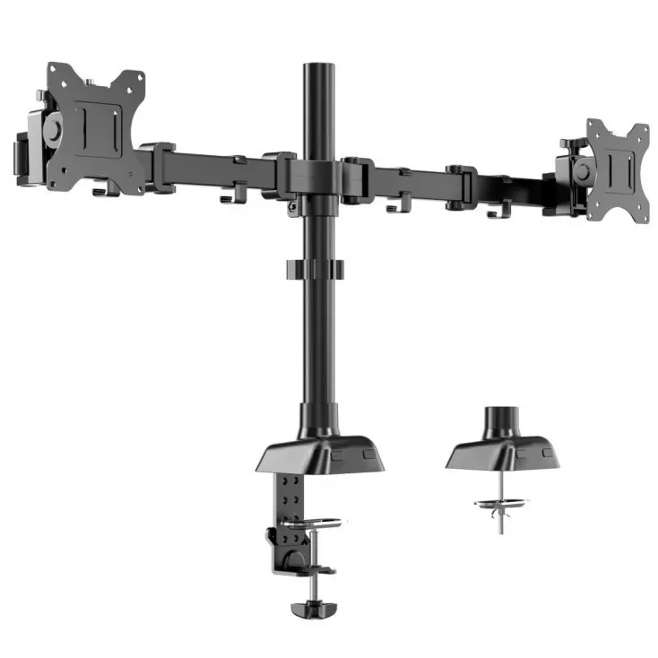 Dual Monitor Desk Mount Arm To Inch Screens Steel Height Adjustable Screen Stand Vesa X Mm Tilt Swivel Rotate Clamp Base Home