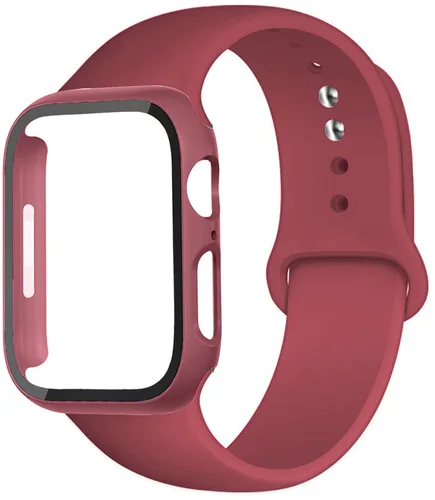 Imagen 2 del producto Funda + correa de silicona para Apple Watch, 44mm, 40mm, 45mm, 41mm, 44mm, funda protectora completa para PC + pulsera iwatch series se 7, 4, 5, 6, 8, 9