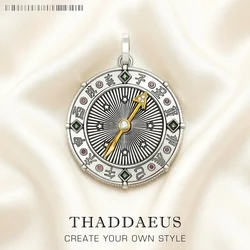 Pendant Asian Sign Compass Fine Jewelry Europe 925 Sterling Silver Vintage Lucky Amulet Gift For Woman Men