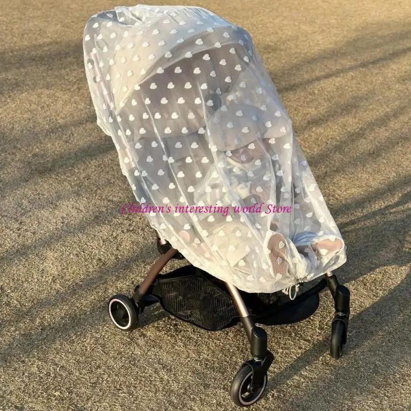 Heart Embroidery Baby Fly Net for Strollers and Bassinets Stretchable Case 425F