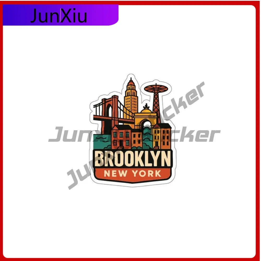 

Brooklyn New York Sticker Vinyl Die-cut Decal Vacation City Skyline Landmark Design Suv Camper Windshield Bumper Sticker Funny