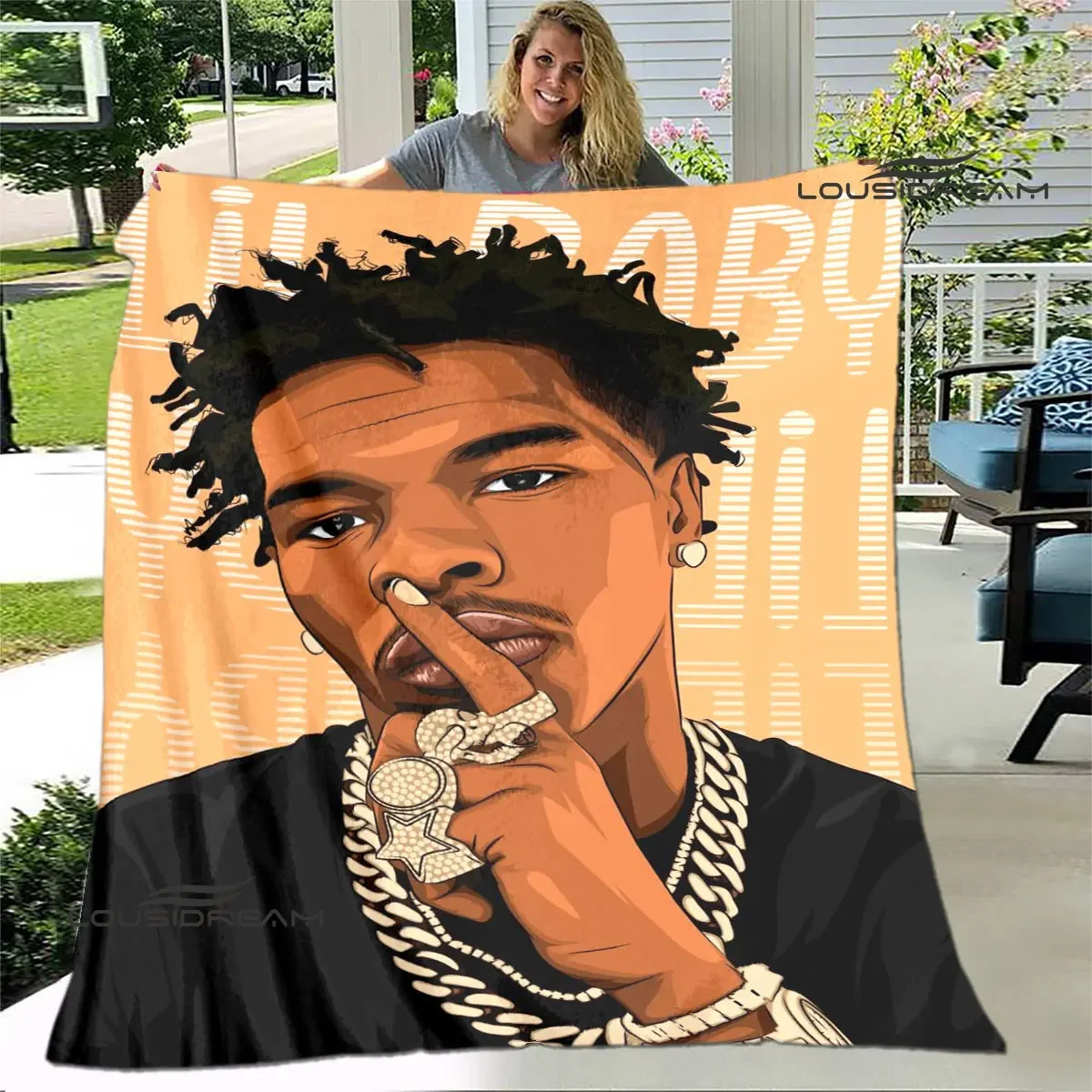 Hip -hop singer Lil Baby Printing blanket Children's Warm blanket t Flange blanket Home travel blanket bed linings Birthday Gift