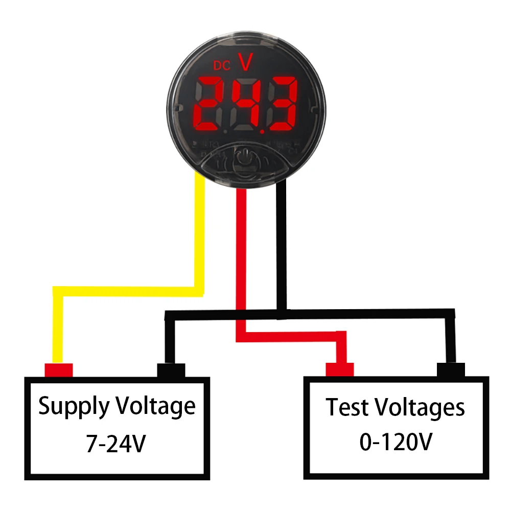 Voltmeter DC 0~120V LED Digital Display Round Two /Three Wire Panel Voltage Meter for Car Tool Accessories