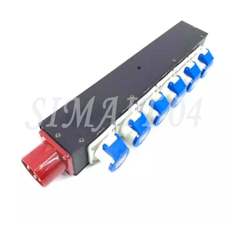 Waterproof Plug-in 6-channel 16A Industrial Plug-in Stage Lighting Junction Box Straight-through Power Box Silicon Box