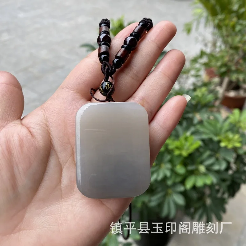 Hetian Jade Root Powder Bread Pendant, Qinghai Material, Gradient Color, Peace And Tranquility Charm, Unisex Style
