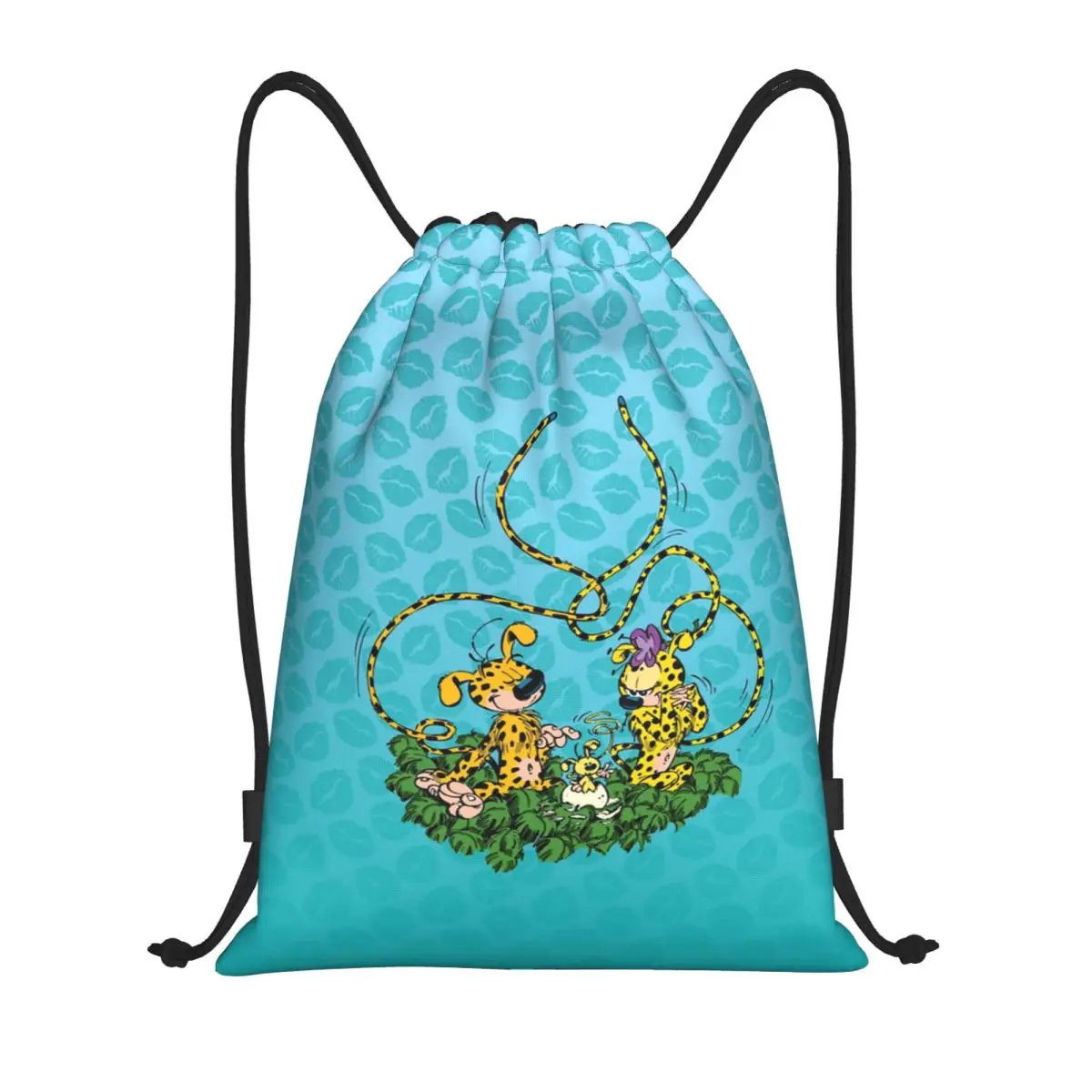 Marsupilami ظهرت البيض الرباط حقيبة النساء الرجال المحمولة الصالة الرياضية حقيبة الظهر البلجيكية الرسوم المتحركة التسوق حقائب الظهر