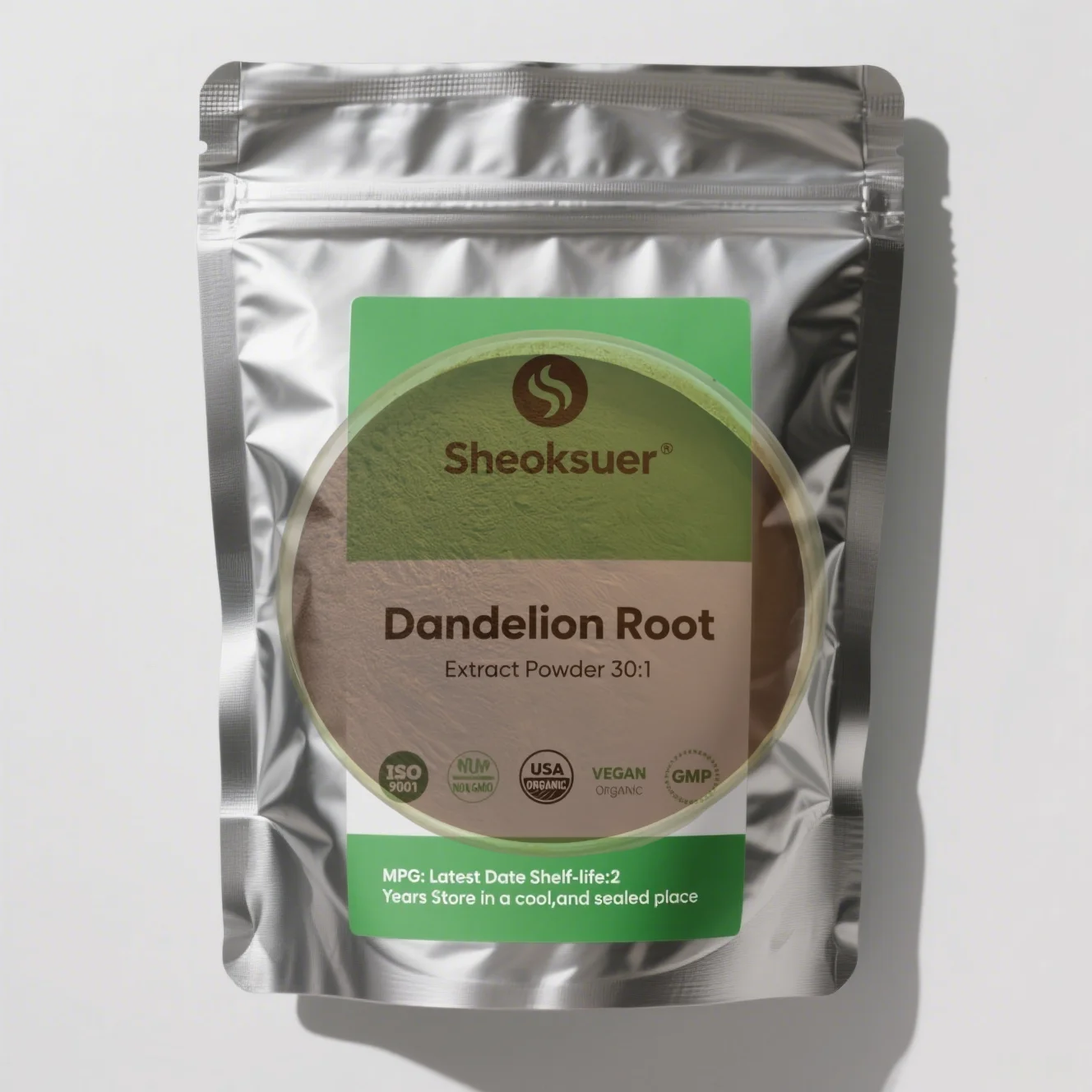 Embalaje y sellado profesional de fábrica 50-1000g EXTRACTO de diente de león Suplemento Cuidado Cuidado facial Polvo corporal