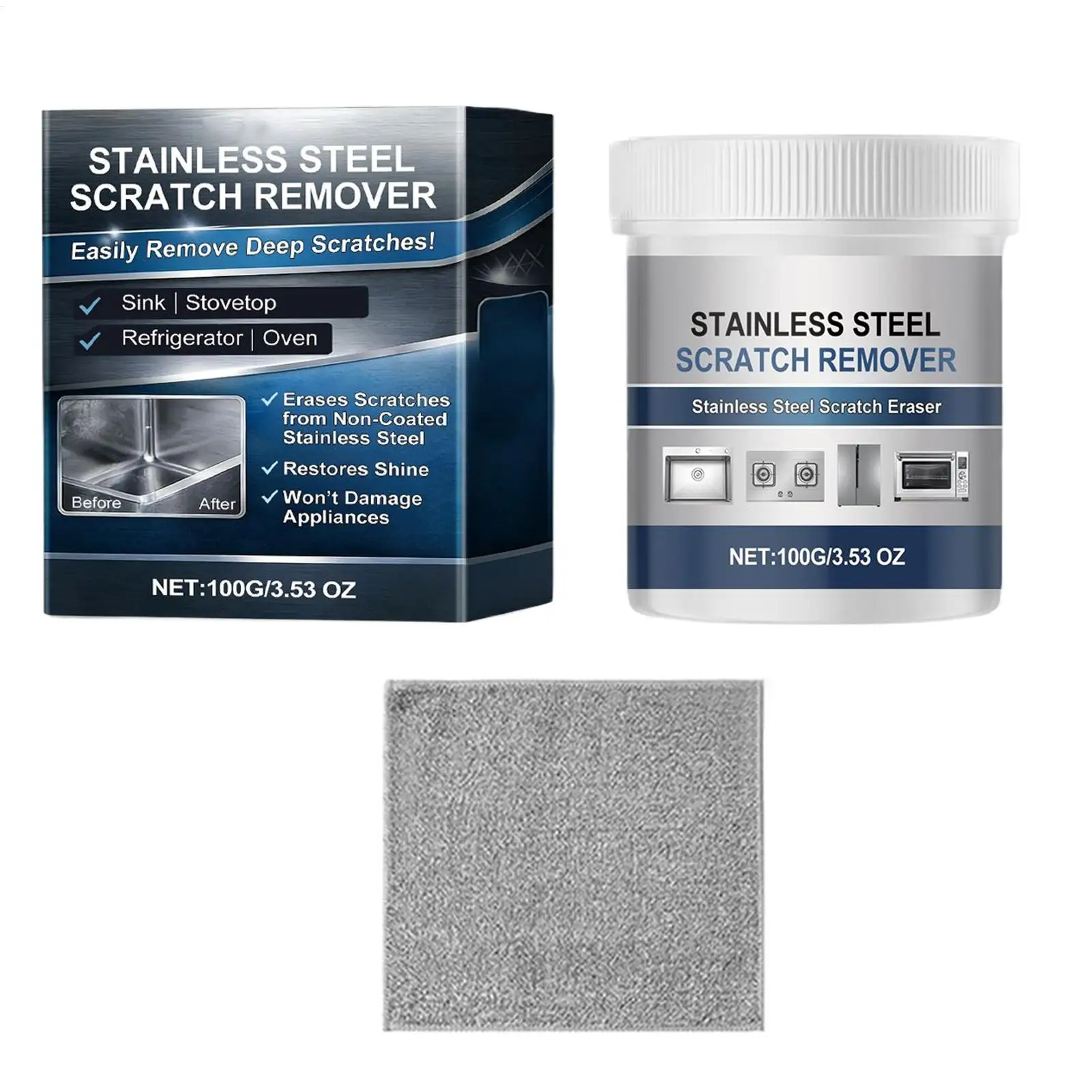 Stainless Steel Rust Remover 100g Polishing Deep Cleaning Stainless Steel Fridge Cleaner Paste for Fridge Stove Faucet Appliance