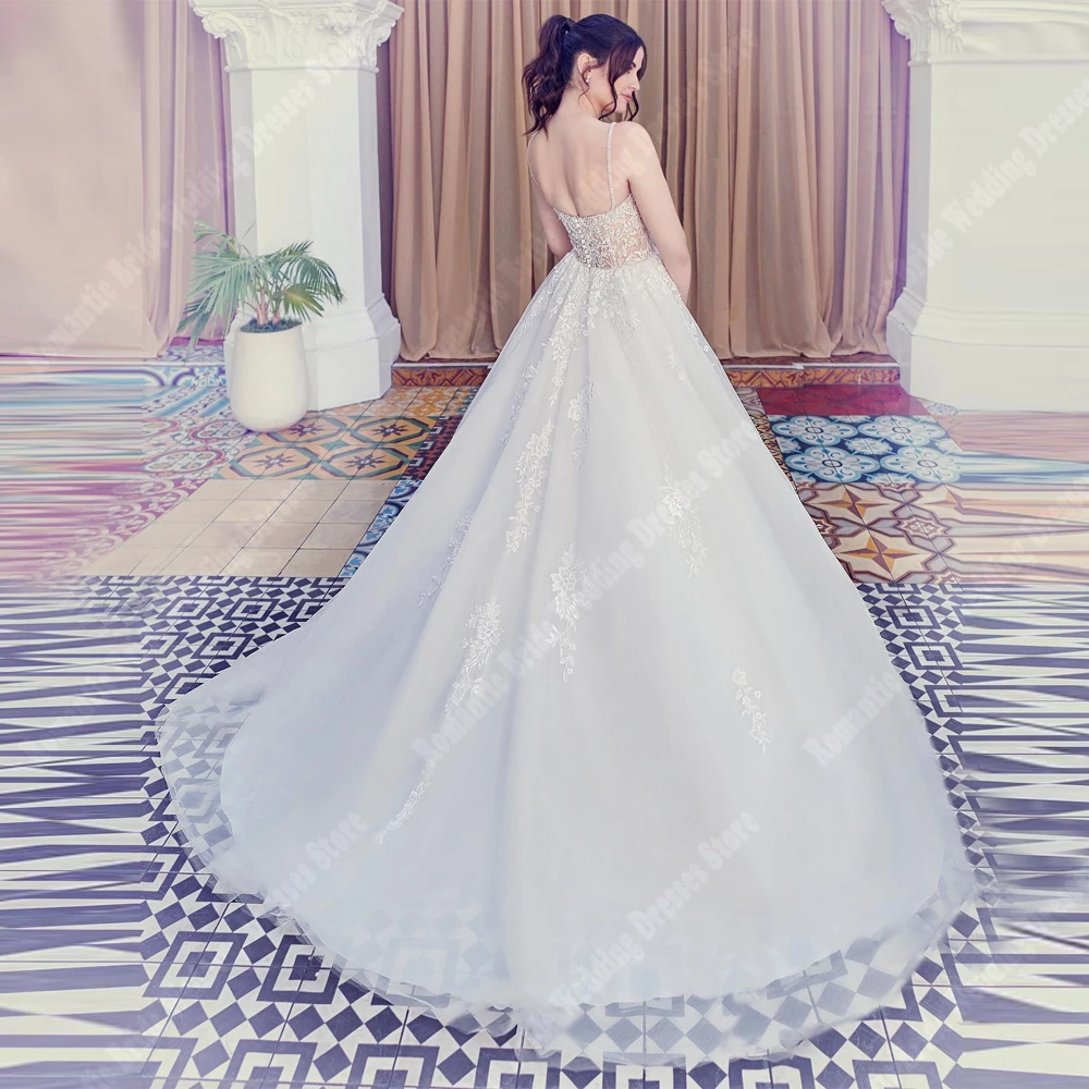 2025 Sexy V-hals Vrouwen A-lijn Trouwjurken Sweetheart Kraag Kant Bloemenprint Bruidsjurken Party Dweilen Lengte Aangepaste