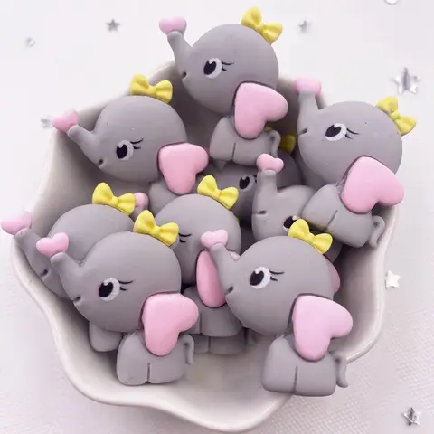 10PCS 수지 만화 귀여운 코끼리 플랫 백 동물 카보 숑 입상 홈 장식 DIY 스크랩북 공예 열쇠 고리 액세서리 H83