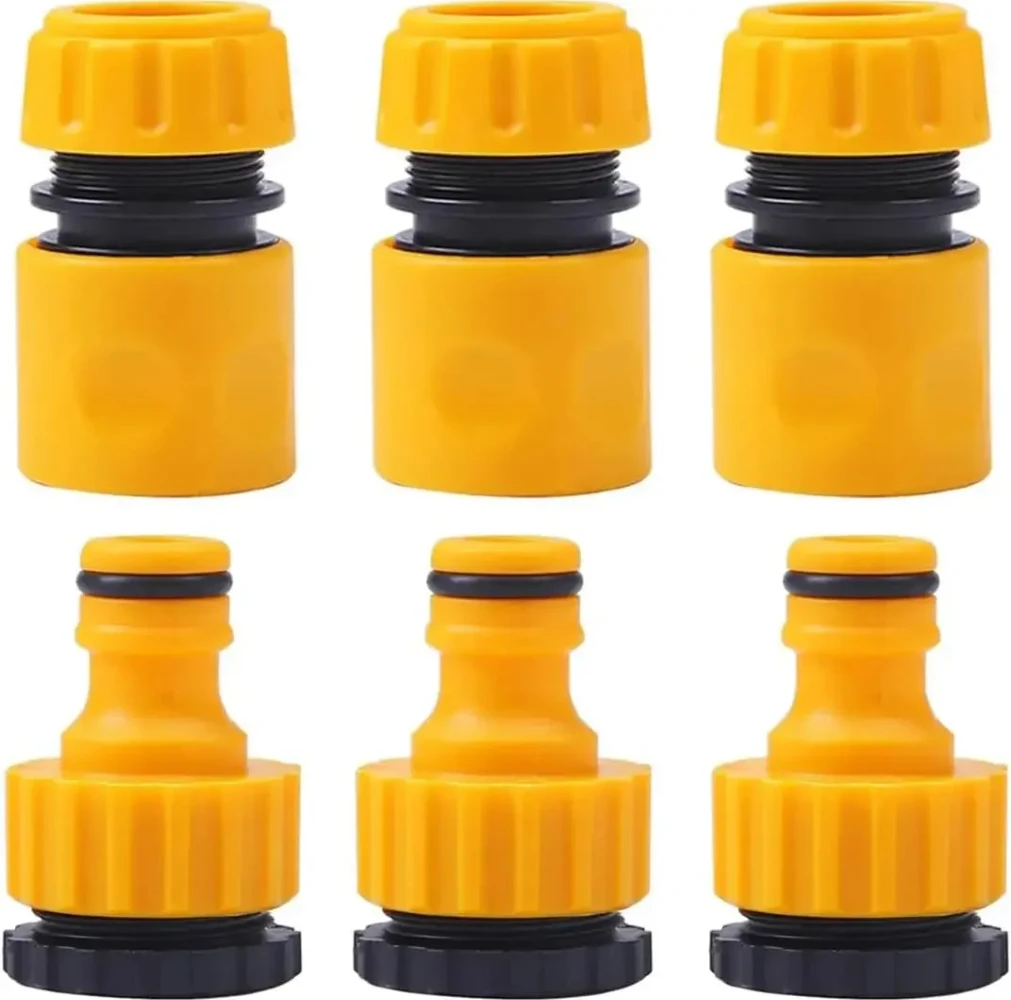 6Pc Garden Quick Hose Connector 1/2” End Double Male Hose Coupling Joint Adapter Extender Set For Hose Pipe Tube Gardening Tools