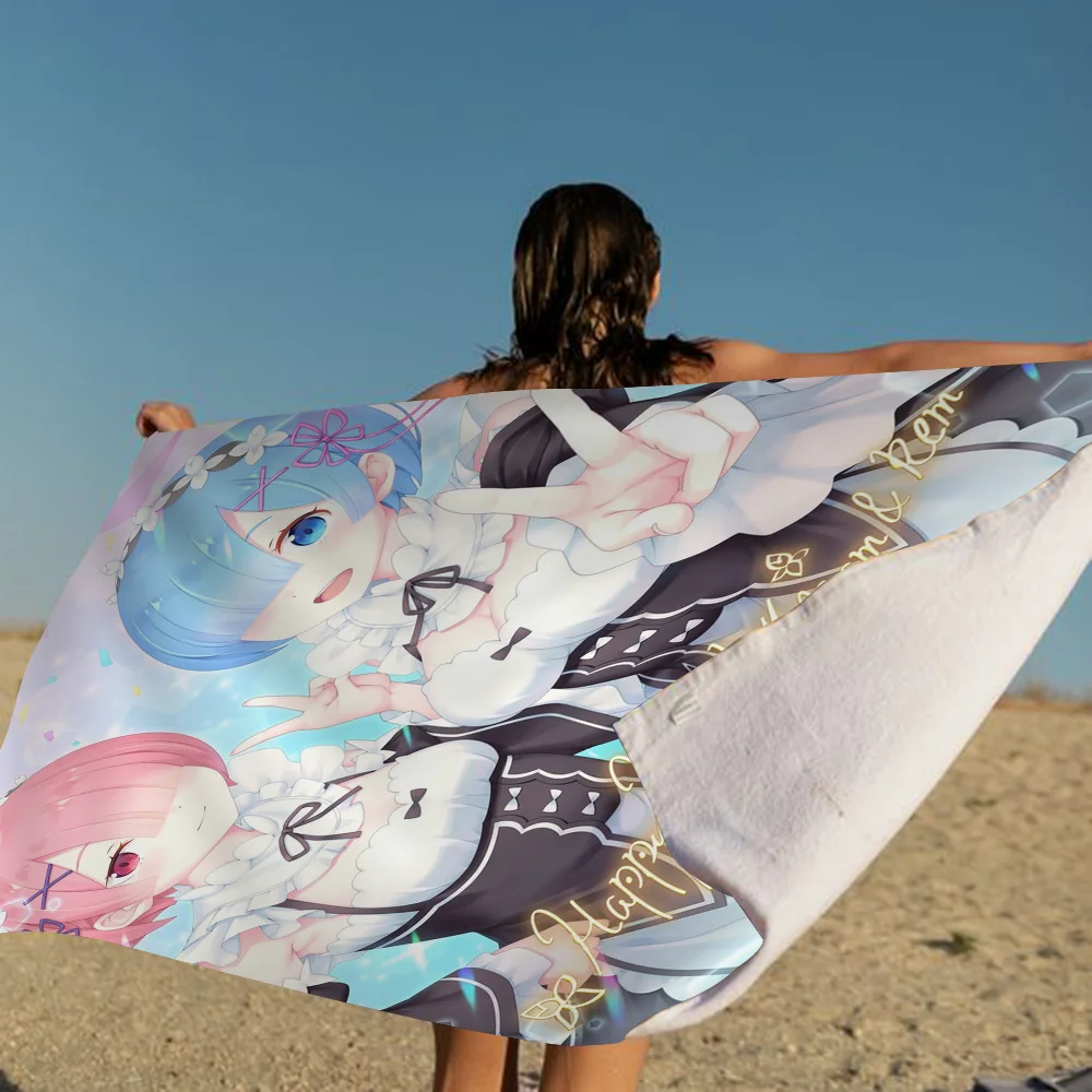 Zero Rem&Ram Anime Microfiber Beach Towel Absorbent Quick Dry Soft Yoga Swimming Resort Mountain Climbing Towel