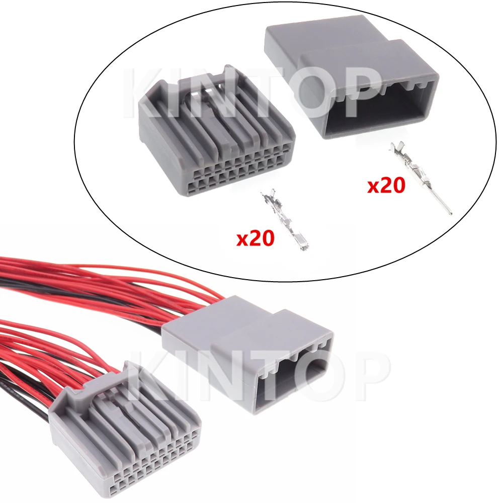 1 Set 20 Pins Automobile AC Assembly Wiring Harness Socket MX34020SF1 MX34020PF1 Car Small Power CD Player Connector For Honda