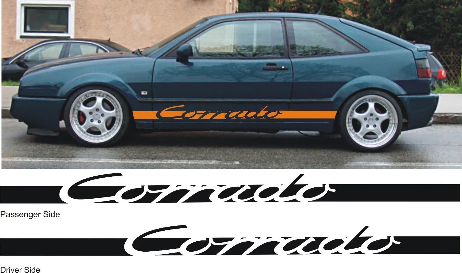 For 1Set/2pcs VW Volkswagen Corrado VR6 G60 Side Stripes Graphics Decals Stickers  Dub Car styling