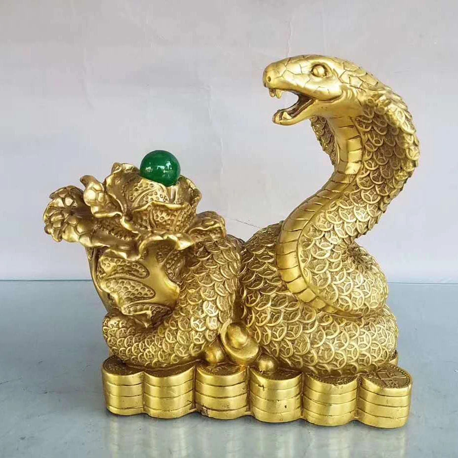 Asie du sud-est thaïlande bureau à domicile boutique affaires prospères bonne chance mascotte dorée richesse Cobra serpent dieu statue en laiton