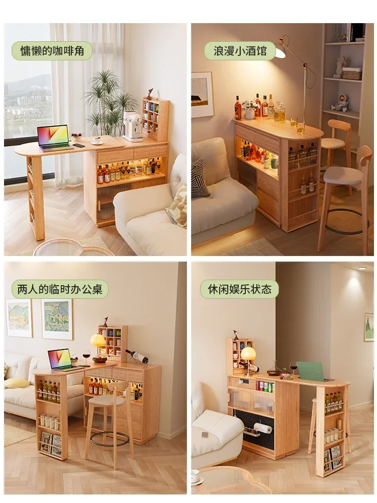 

Стол для дома, гостиной, выдвижной встроенный сервант из цельного дерева для хранения, современный кухонный остров