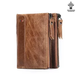 2024 New HOT Rfid Cowhide Genuine Leather Men Wallet Short Coin Purse Small Vintage Wallets Brand High Quality Designer Holder