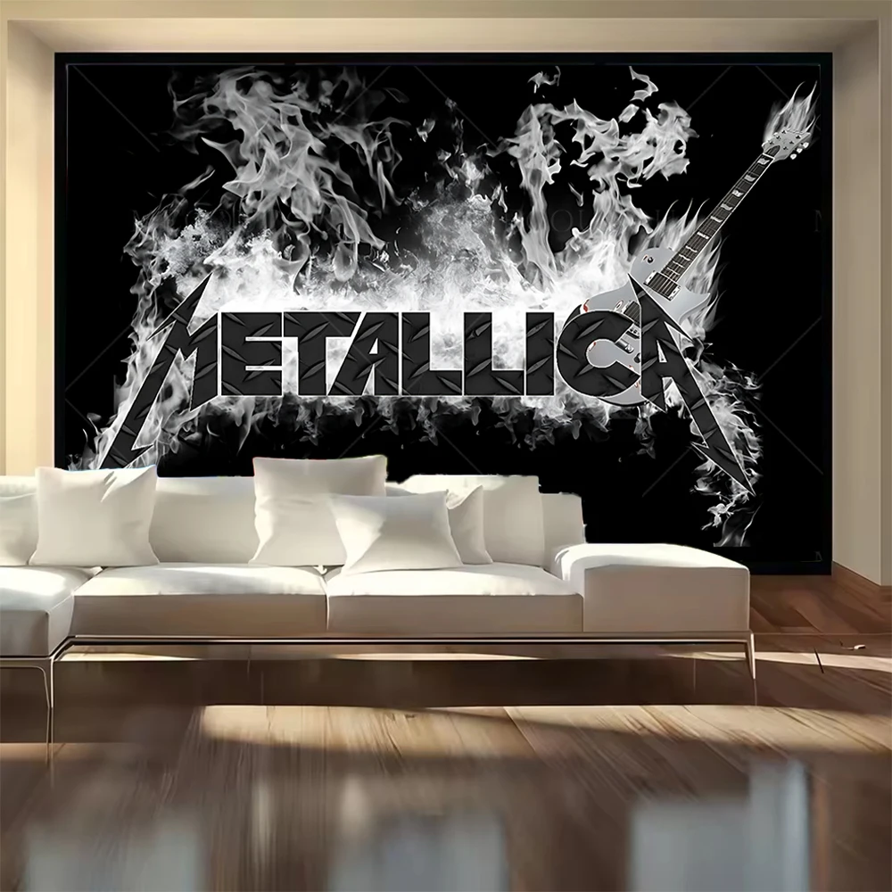 Metallica Theme Backdrop Lightning Cross Cemetery Scene Skull Dark Style Rock Fans Music Party Decoration Photography Background - Image 4